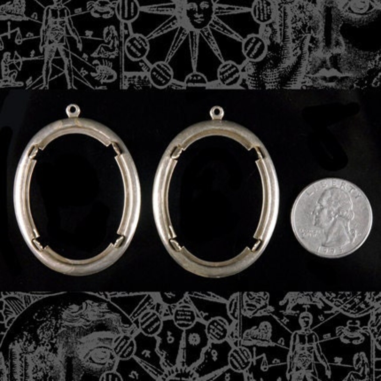 30mm x 40mm Antiqued Silver Plated Brass Cameo Frames - Set of Two - S-F05